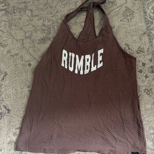 Rumble Brown Halter Top with 'RUMBLE' Print